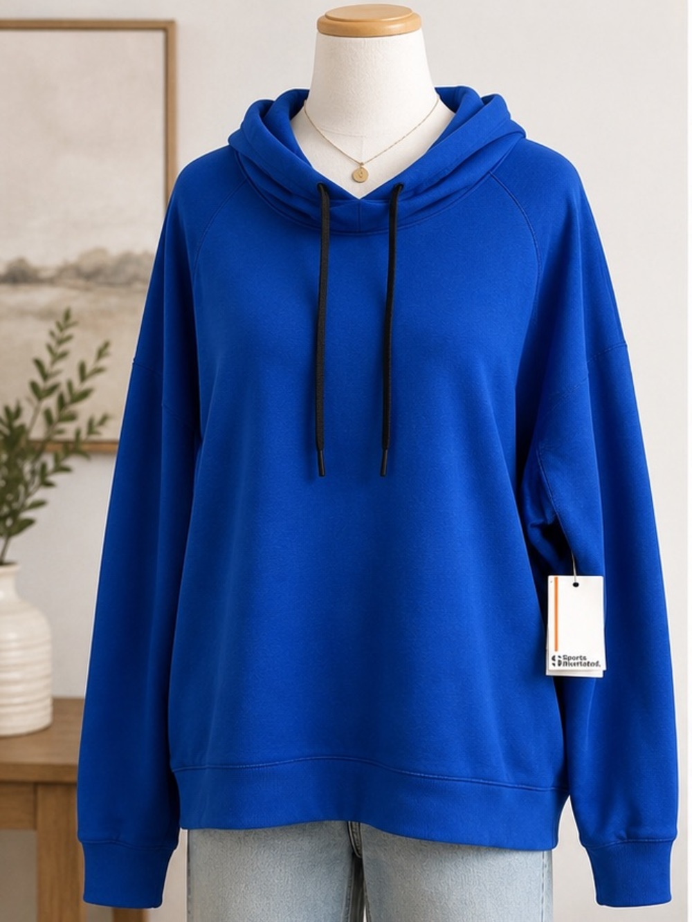 Sports Illustrated Women’s XXL Royal Blue Fleece Cowl Neck Hoodie Sweatshirt NWT